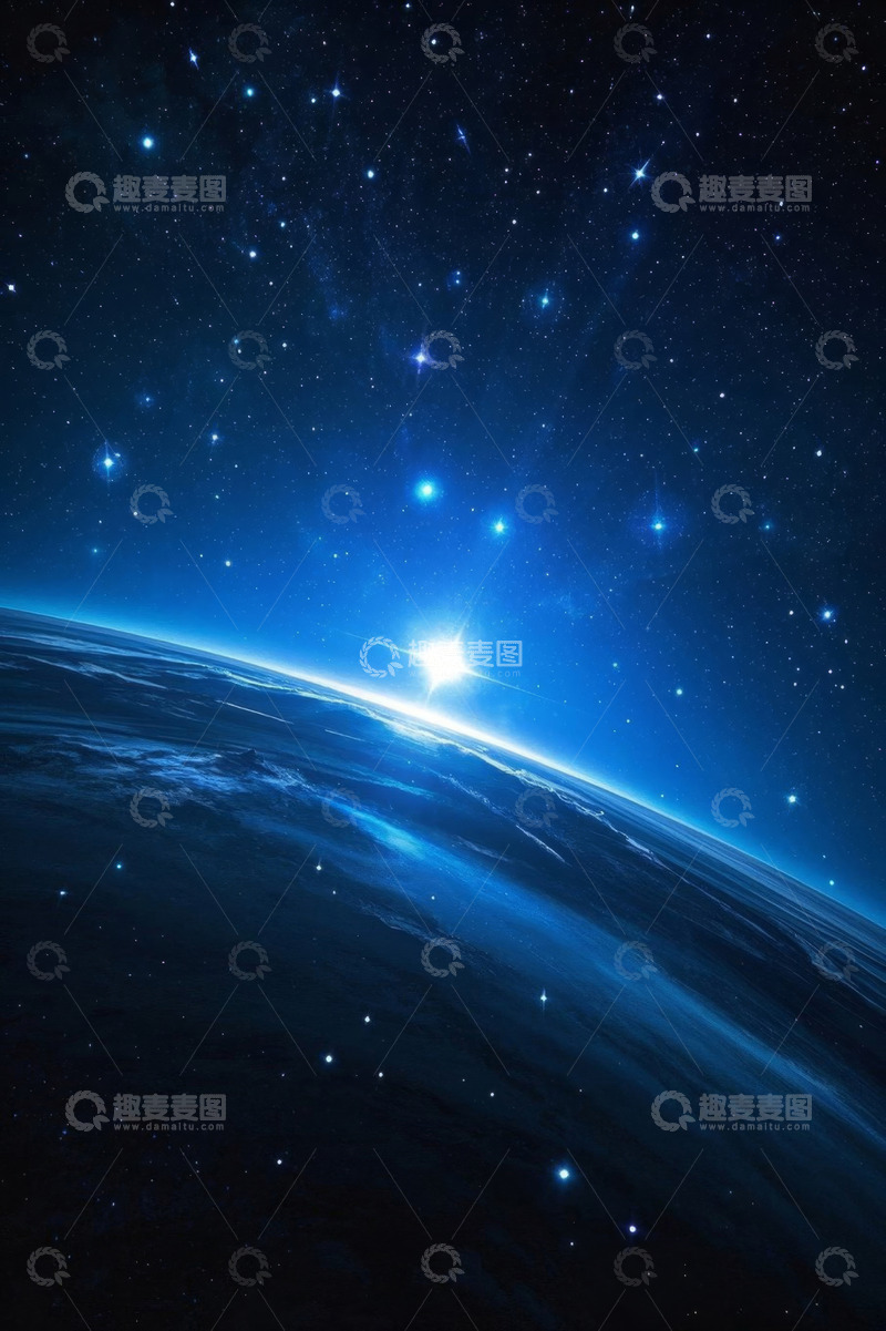 高清大图下载【趣麦麦图】地球太空夜景星空背景