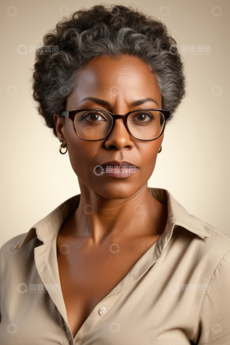 高清大图下载【趣麦麦图】戴眼镜的非洲裔女性肖像