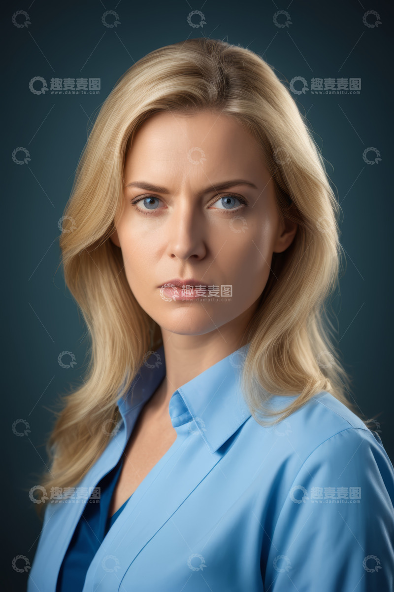 高清大图下载【趣麦麦图】金发女子职业装肖像