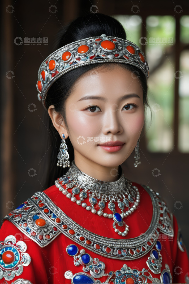 高清大图下载【趣麦麦图】身着民族服饰的女性肖像