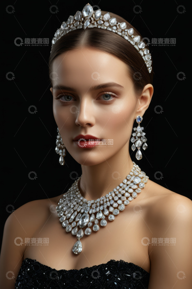 高清大图下载【趣麦麦图】佩戴奢华珠宝首饰的女性