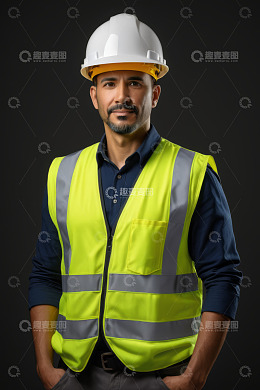 戴安全帽穿反光背心男子肖像