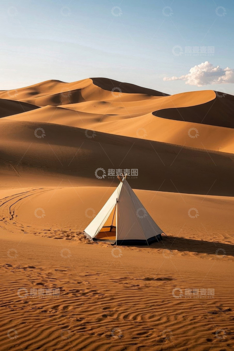 高清大图下载【趣麦麦图】沙漠中的白色帐篷
