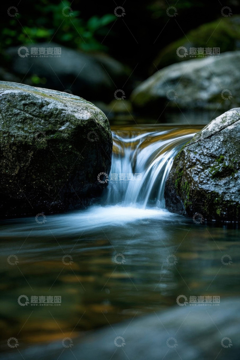 高清大图下载【趣麦麦图】山间溪流与岩石自然景观