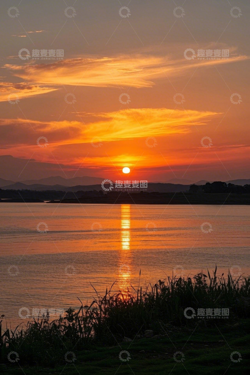 高清大图下载【趣麦麦图】水边日落自然风光