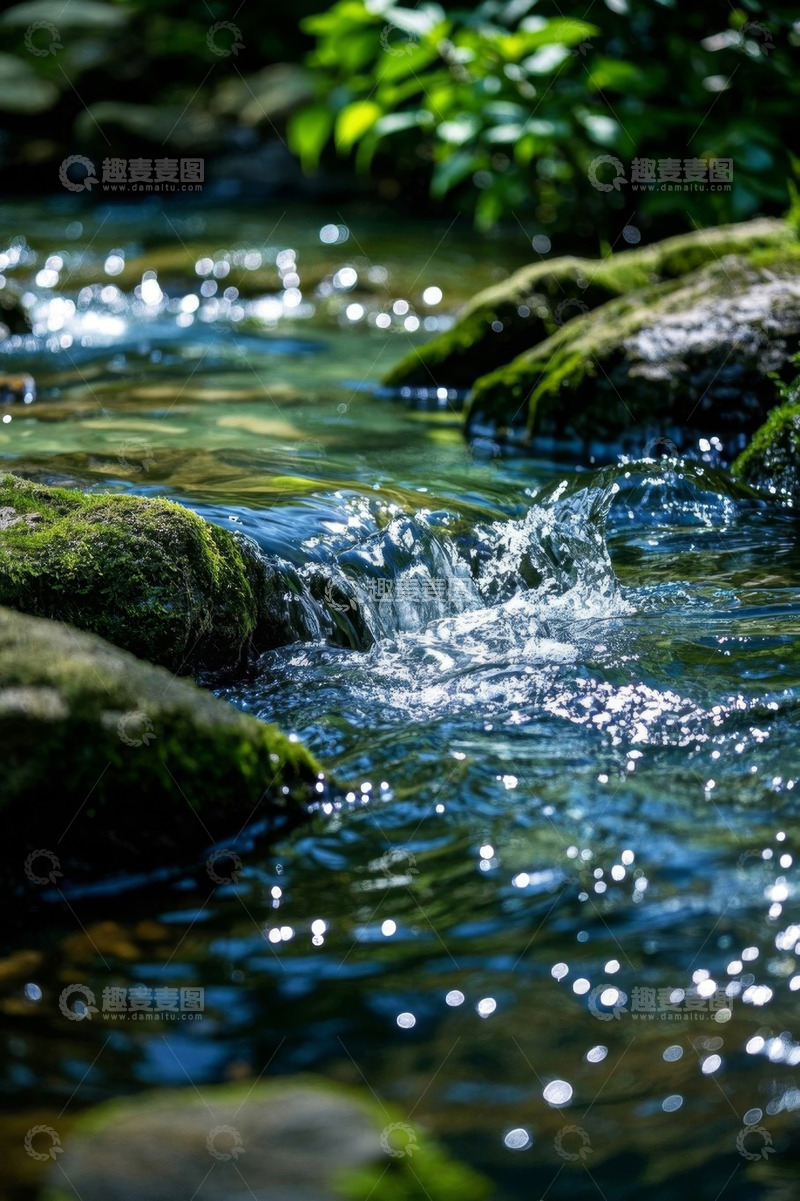 高清大图下载【趣麦麦图】自然溪流中的流水与岩石