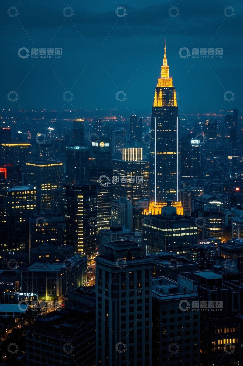 高清大图下载【趣麦麦图】纽约曼哈顿夜景高楼俯瞰