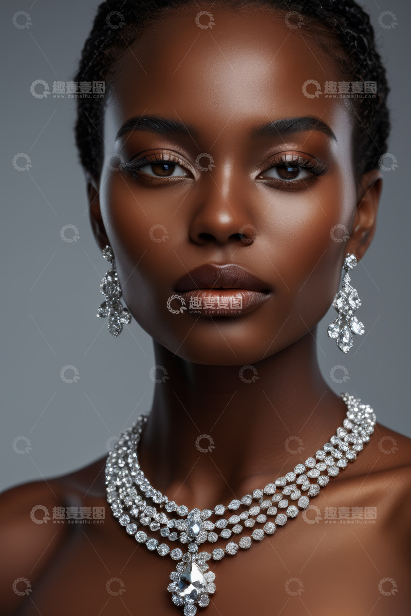 高清大图下载【趣麦麦图】佩戴珠宝首饰的黑人女性
