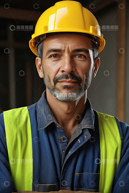 戴安全帽的建筑工人特写