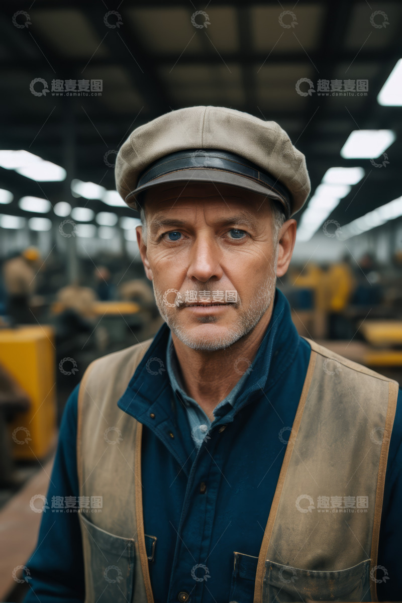 高清大图下载【趣麦麦图】工厂工人近景肖像