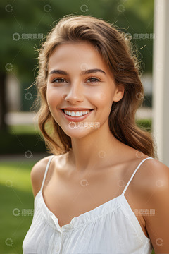 户外微笑的年轻女子