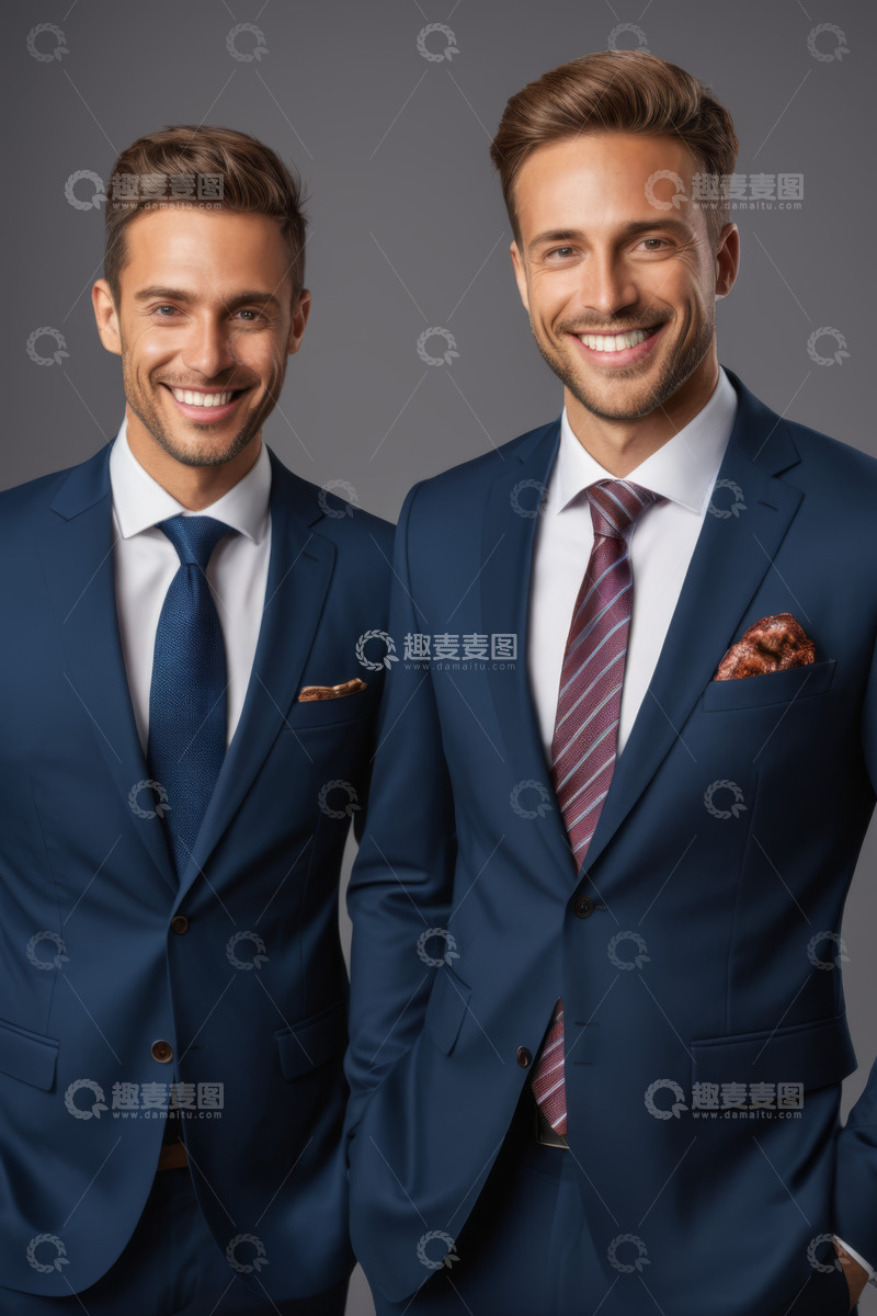 高清大图下载【趣麦麦图】两位穿西装微笑的商务男士