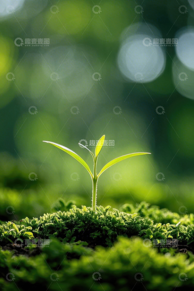 高清大图下载【趣麦麦图】嫩绿幼苗生长特写