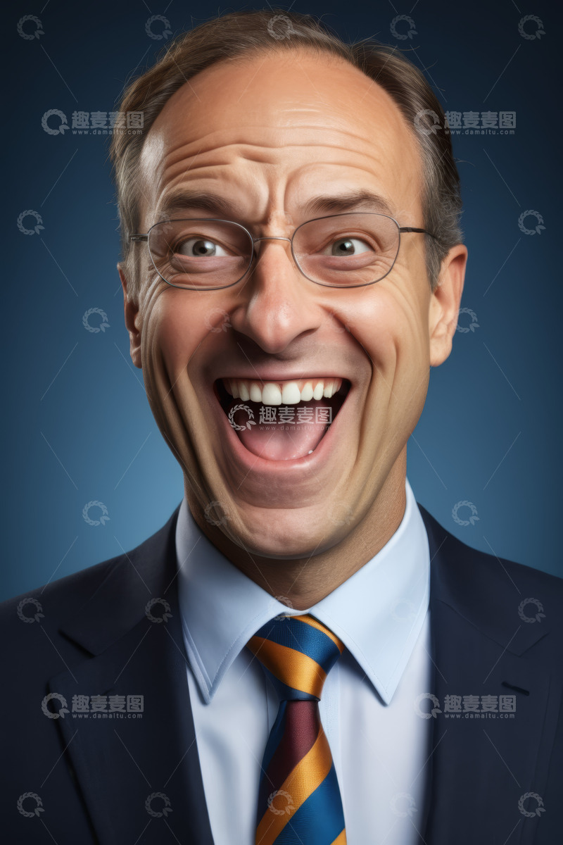 高清大图下载【趣麦麦图】穿着西装大笑的男子肖像