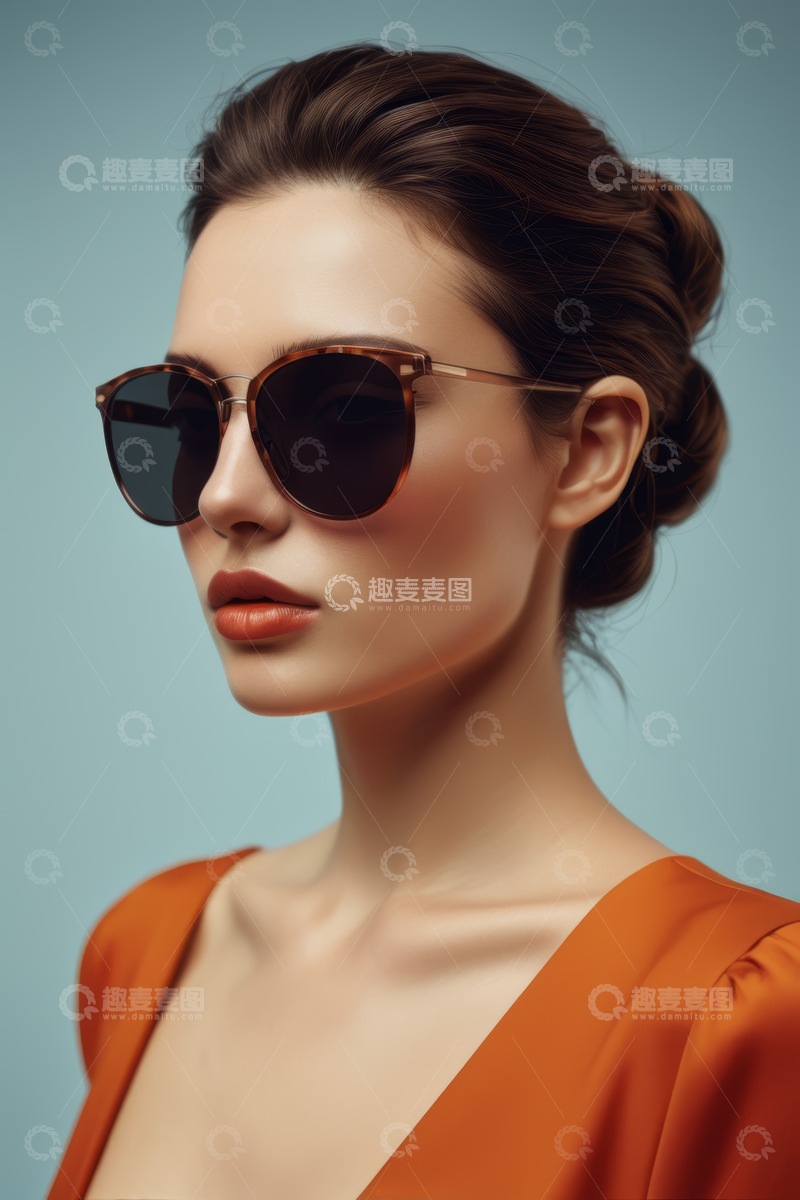 高清大图下载【趣麦麦图】戴墨镜女性肖像特写