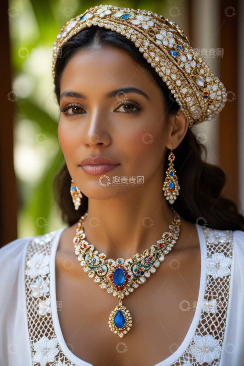 高清大图下载【趣麦麦图】佩戴华丽珠宝首饰的女性
