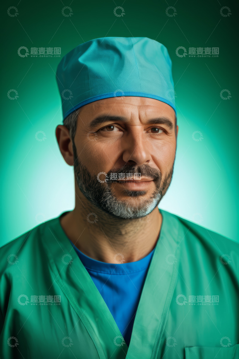 高清大图下载【趣麦麦图】身着手术服的男性医生肖像