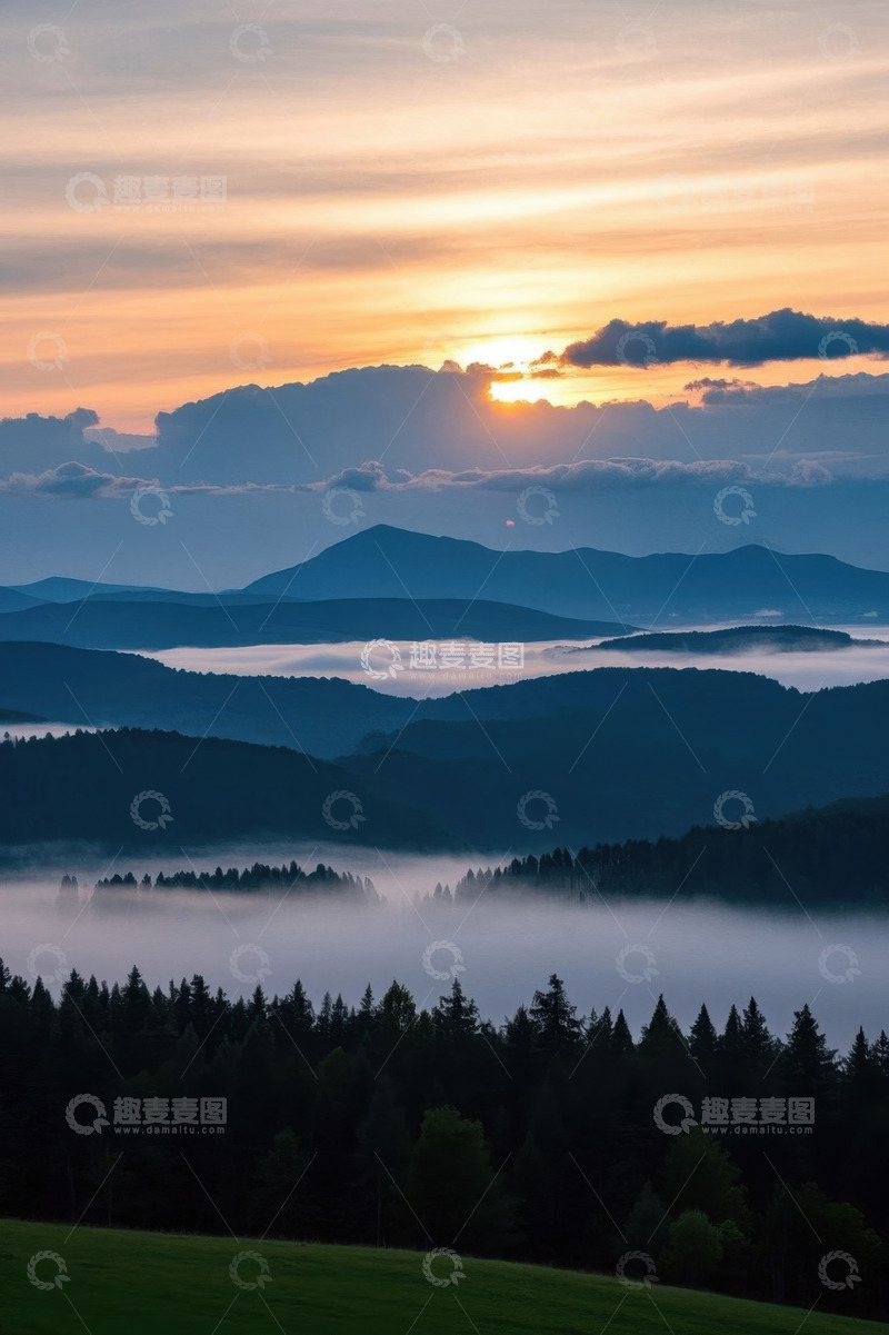 高清大图下载【趣麦麦图】山林日出云海景观