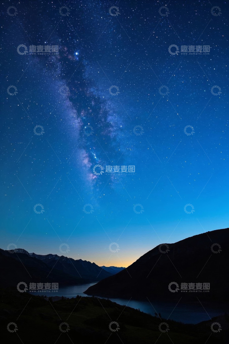 高清大图下载【趣麦麦图】山间星空银河夜景