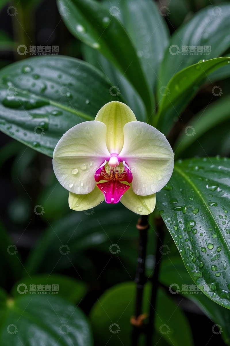 高清大图下载【趣麦麦图】带水珠的黄色兰花特写