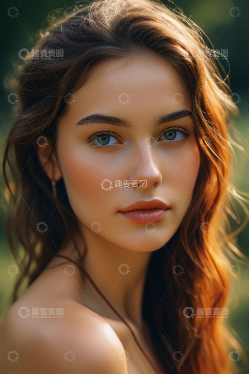 高清大图下载【趣麦麦图】美丽女子户外面部特写
