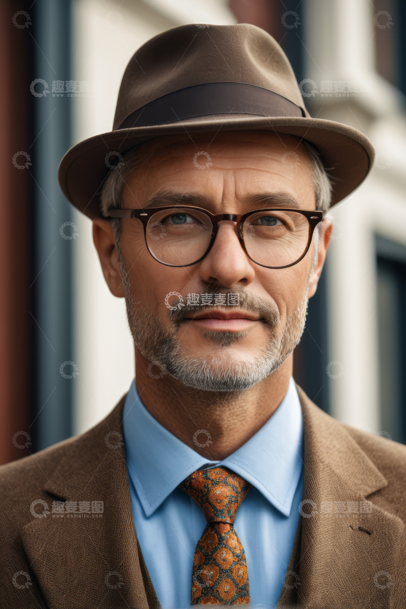 高清大图下载【趣麦麦图】戴帽戴眼镜男士肖像