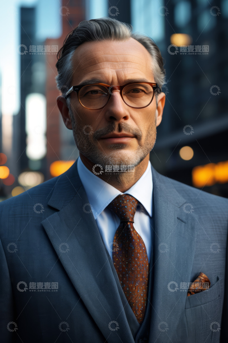 高清大图下载【趣麦麦图】西装男士城市背景特写