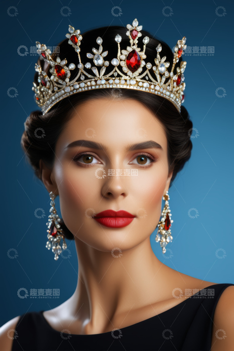 高清大图下载【趣麦麦图】佩戴皇冠珠宝的女性肖像
