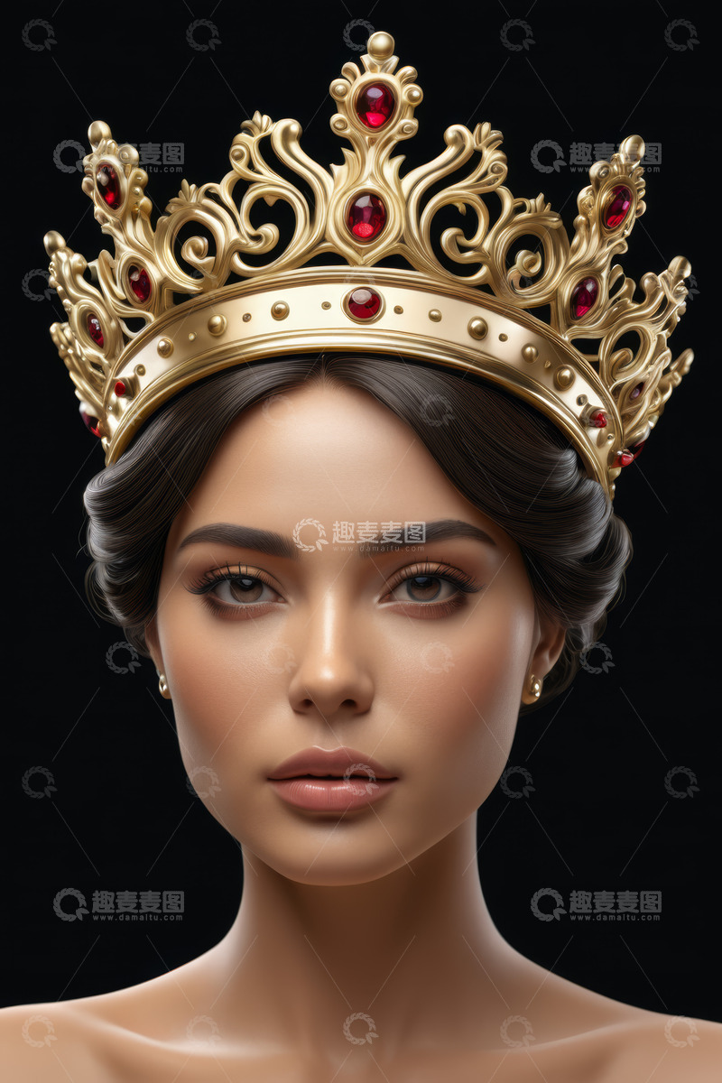 高清大图下载【趣麦麦图】戴皇冠的美丽女性肖像