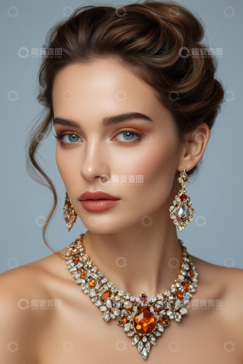 高清大图下载【趣麦麦图】佩戴华丽珠宝首饰的女性