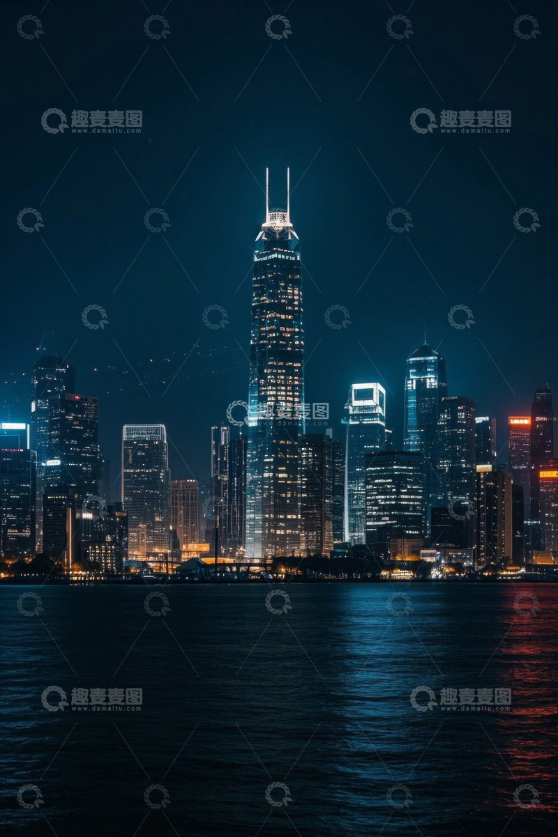 高清大图下载【趣麦麦图】香港夜晚城市建筑全景