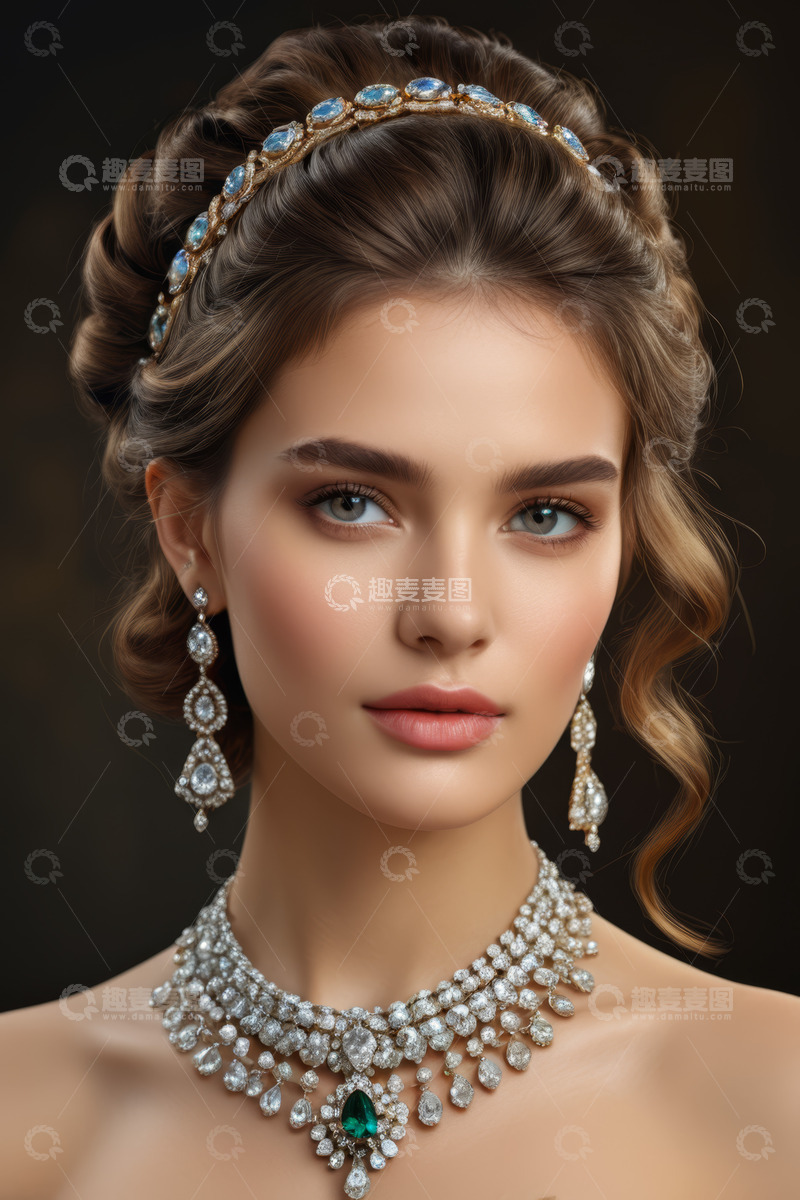 高清大图下载【趣麦麦图】佩戴珠宝首饰的美丽女性