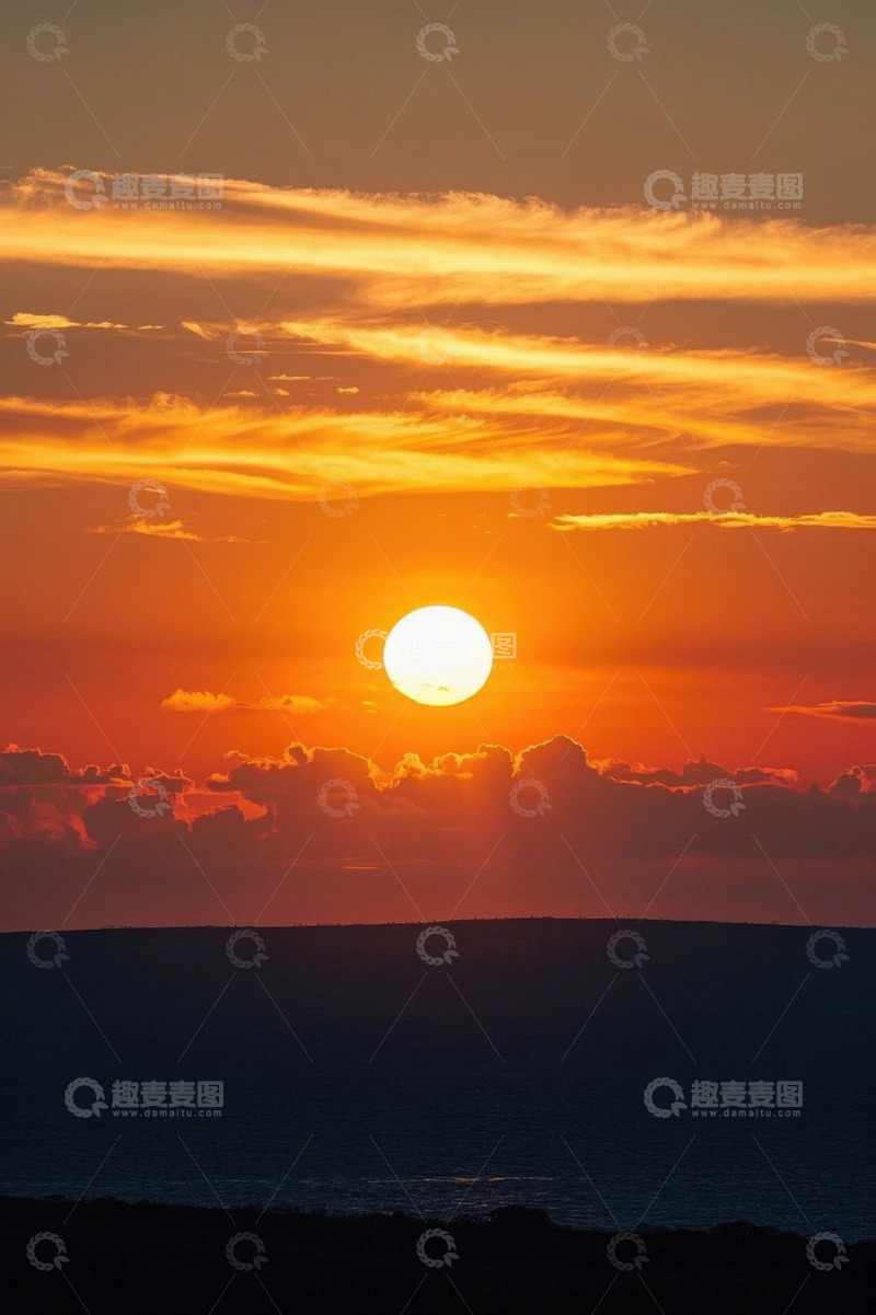 高清大图下载【趣麦麦图】海上日落天空云霞景色