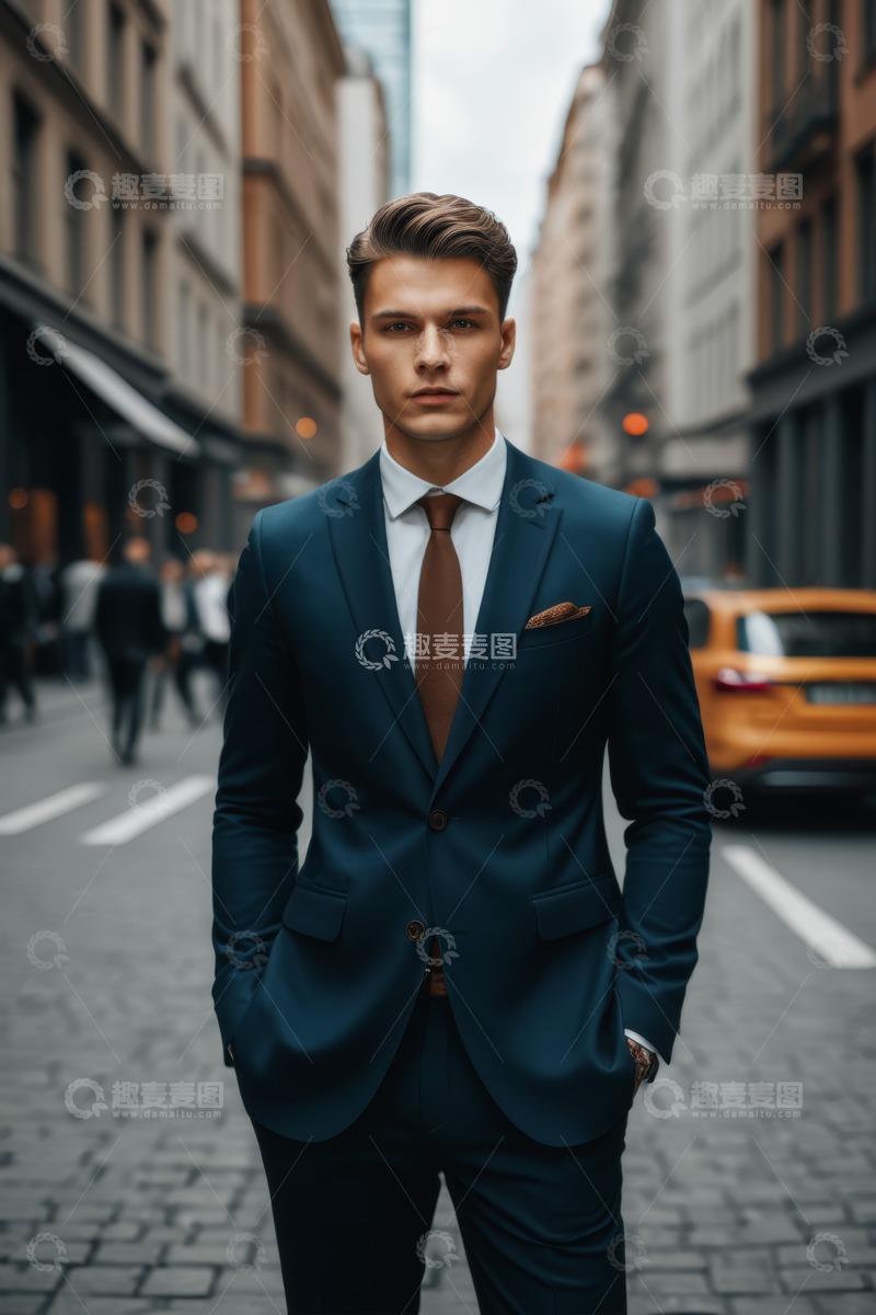 高清大图下载【趣麦麦图】街头身着西装的商务男士
