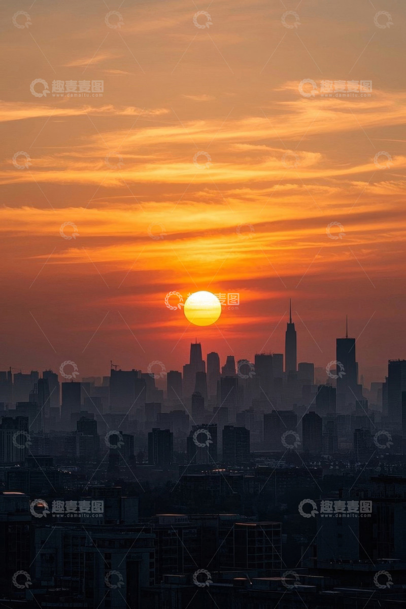 高清大图下载【趣麦麦图】城市日落全景
