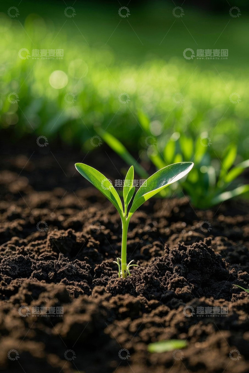 高清大图下载【趣麦麦图】破土而出的嫩绿幼苗