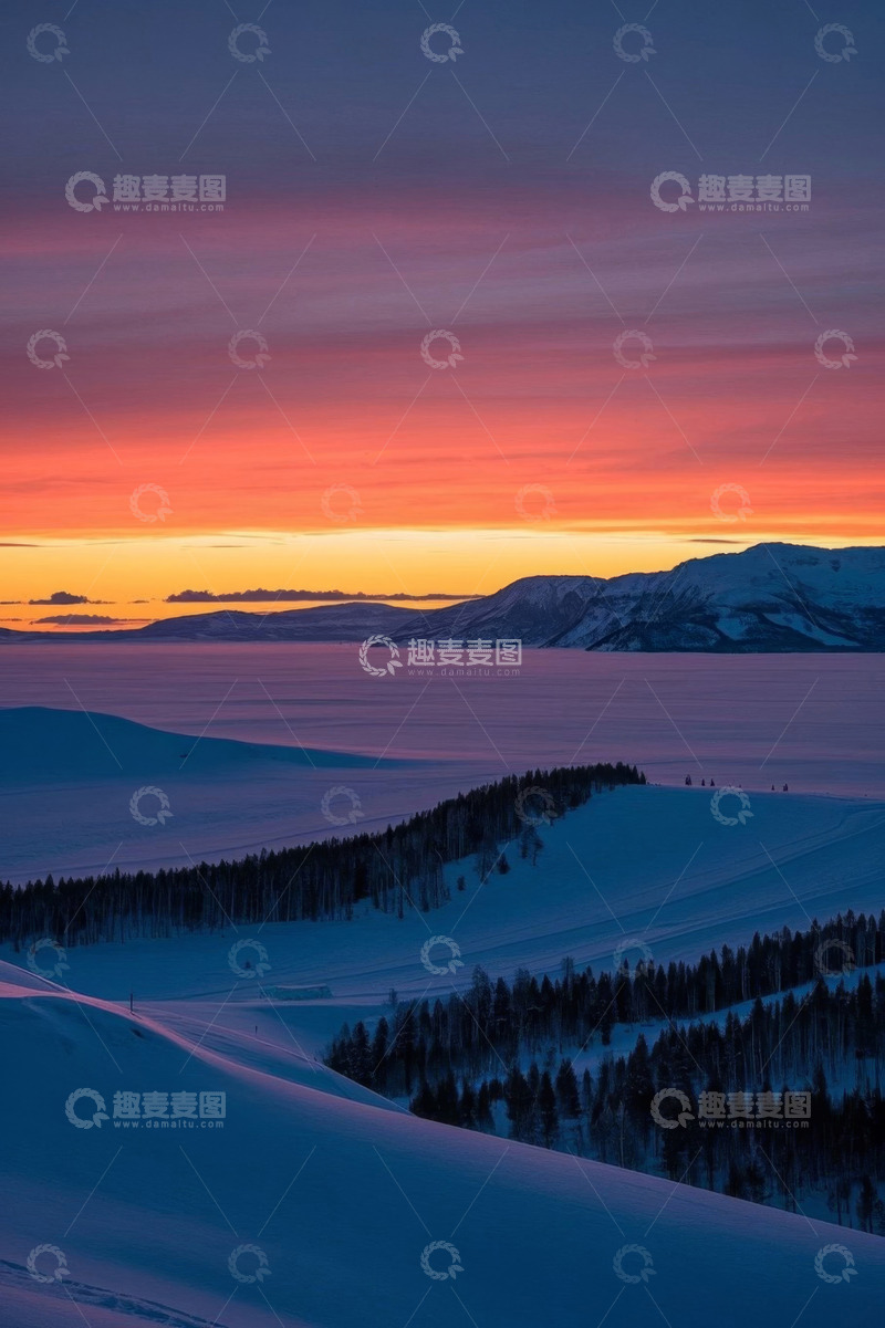 高清大图下载【趣麦麦图】雪山日出自然风光