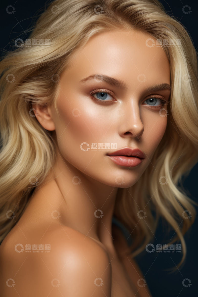 高清大图下载【趣麦麦图】金发女子面部特写素材