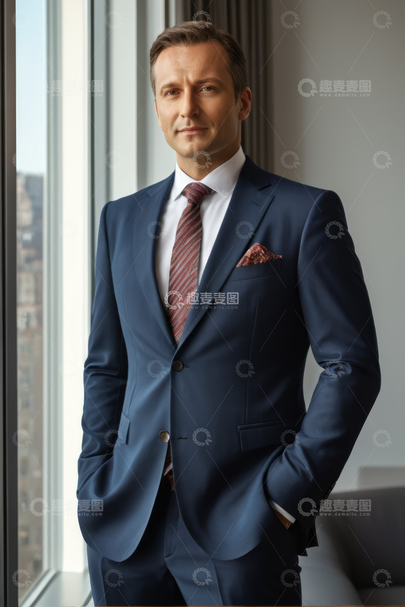 高清大图下载【趣麦麦图】西装男士办公室内站立