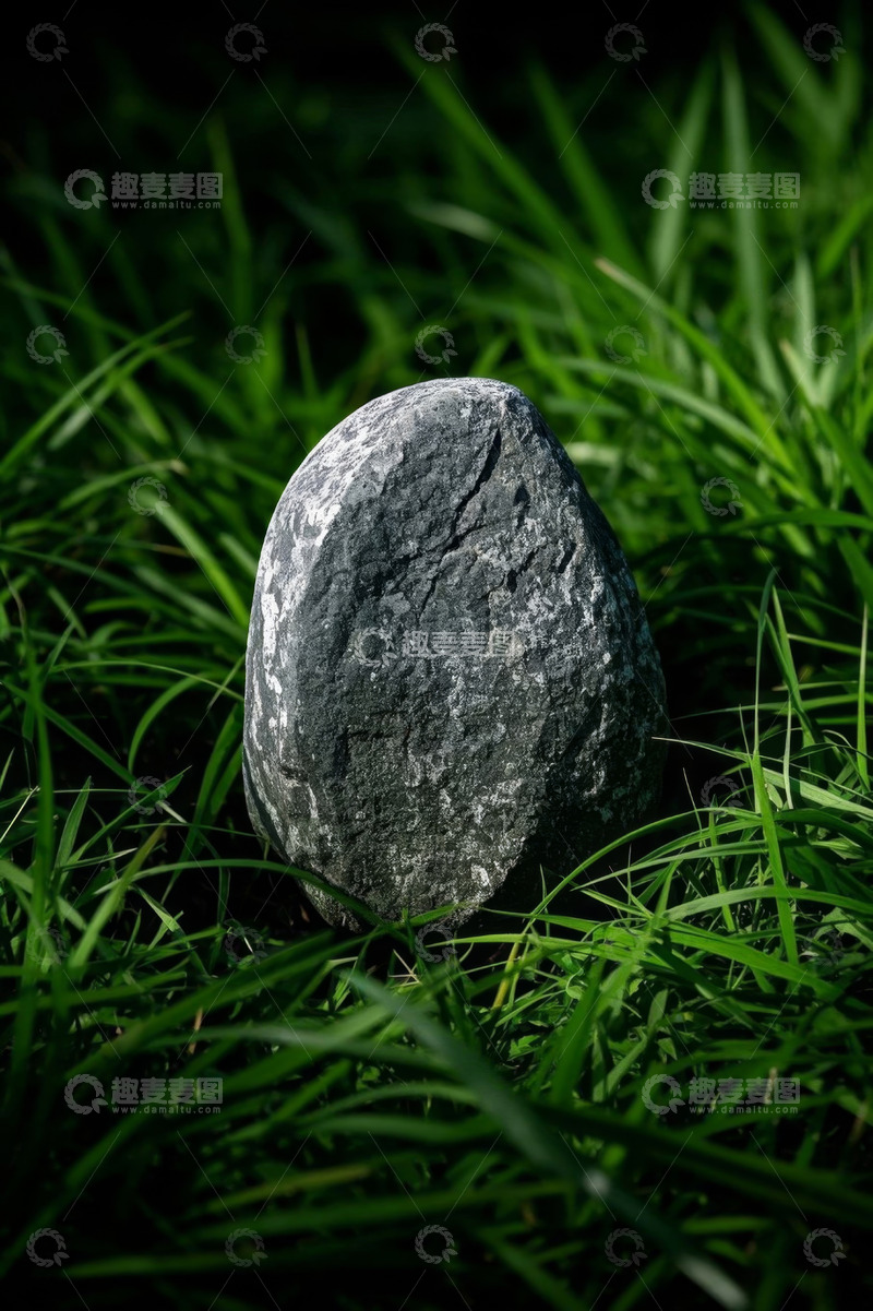 高清大图下载【趣麦麦图】草地上的石头特写