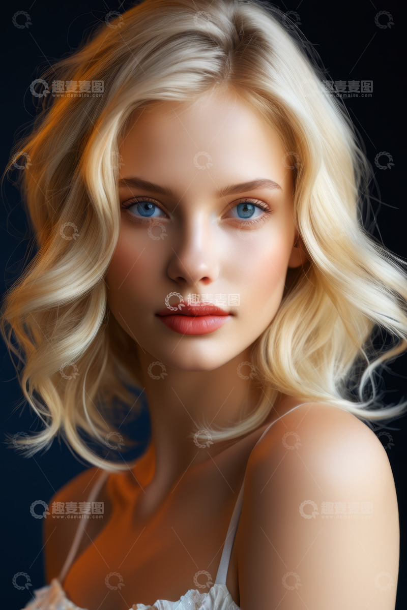高清大图下载【趣麦麦图】金发女子特写肖像