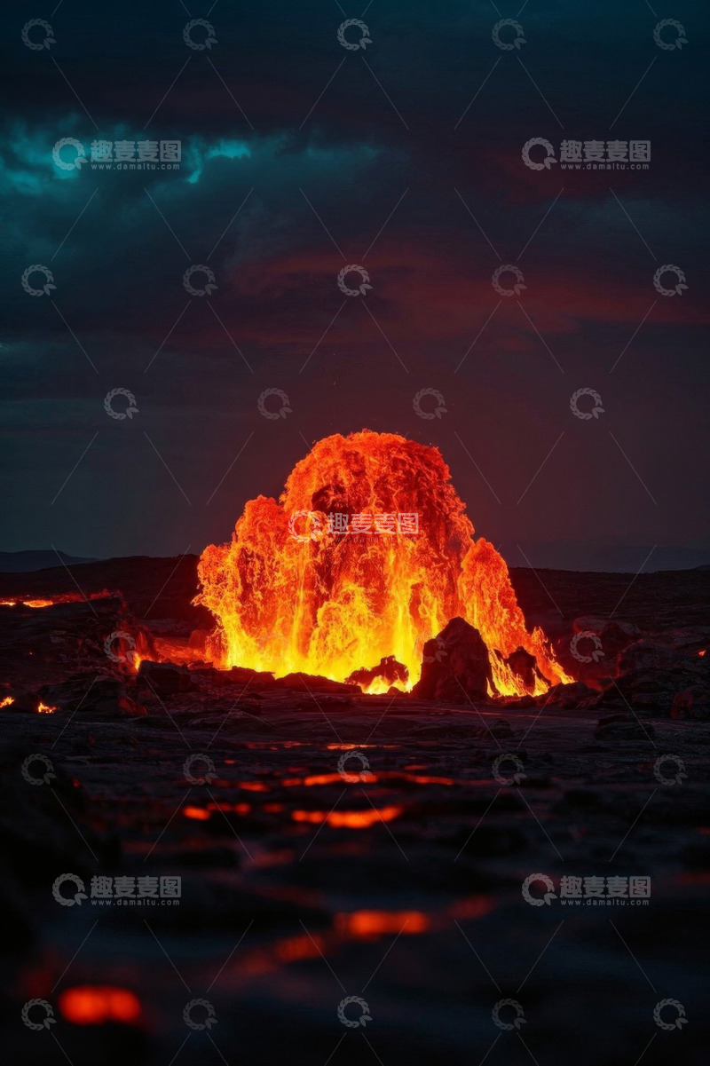 高清大图下载【趣麦麦图】火山熔岩喷发自然景象