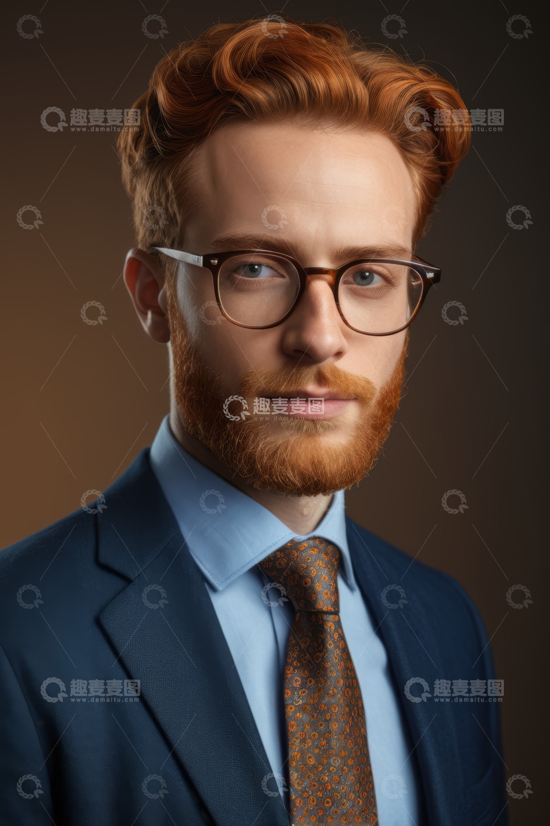 高清大图下载【趣麦麦图】红发商务男士肖像