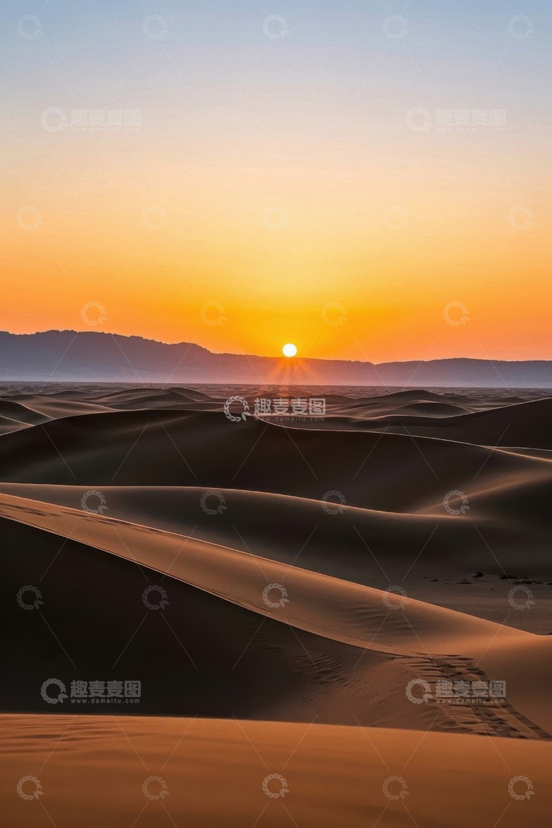 高清大图下载【趣麦麦图】沙漠日落全景风光