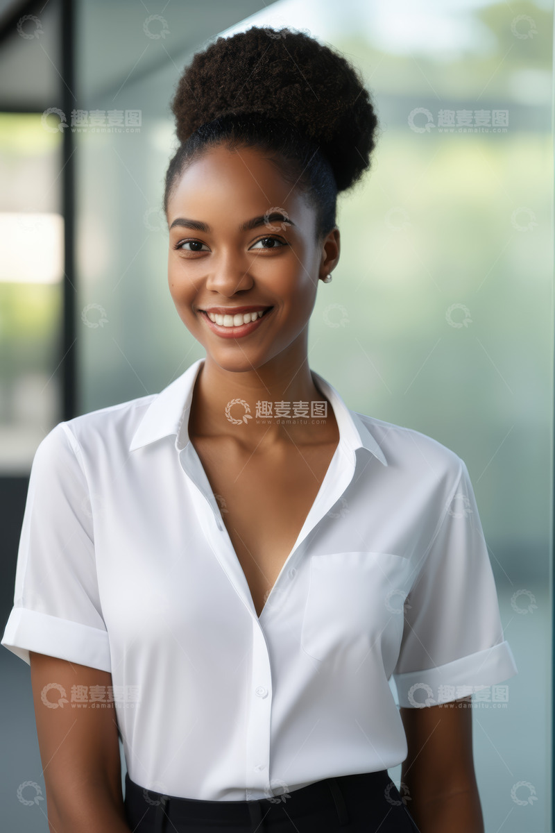 高清大图下载【趣麦麦图】微笑的非洲裔女性职业肖像