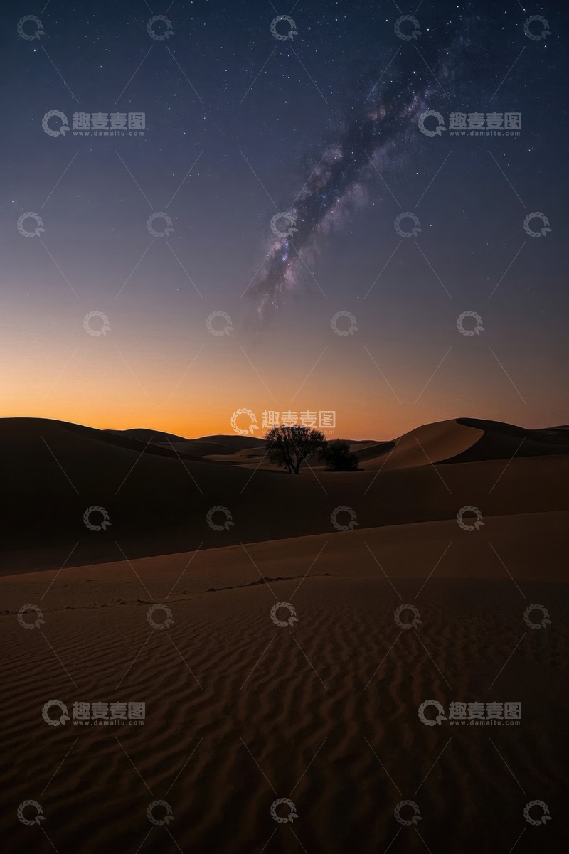 高清大图下载【趣麦麦图】沙漠星空夜景风光