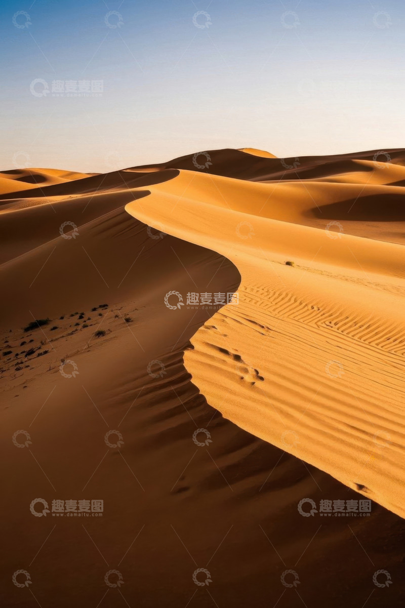 高清大图下载【趣麦麦图】广袤沙漠中的连绵沙丘景观