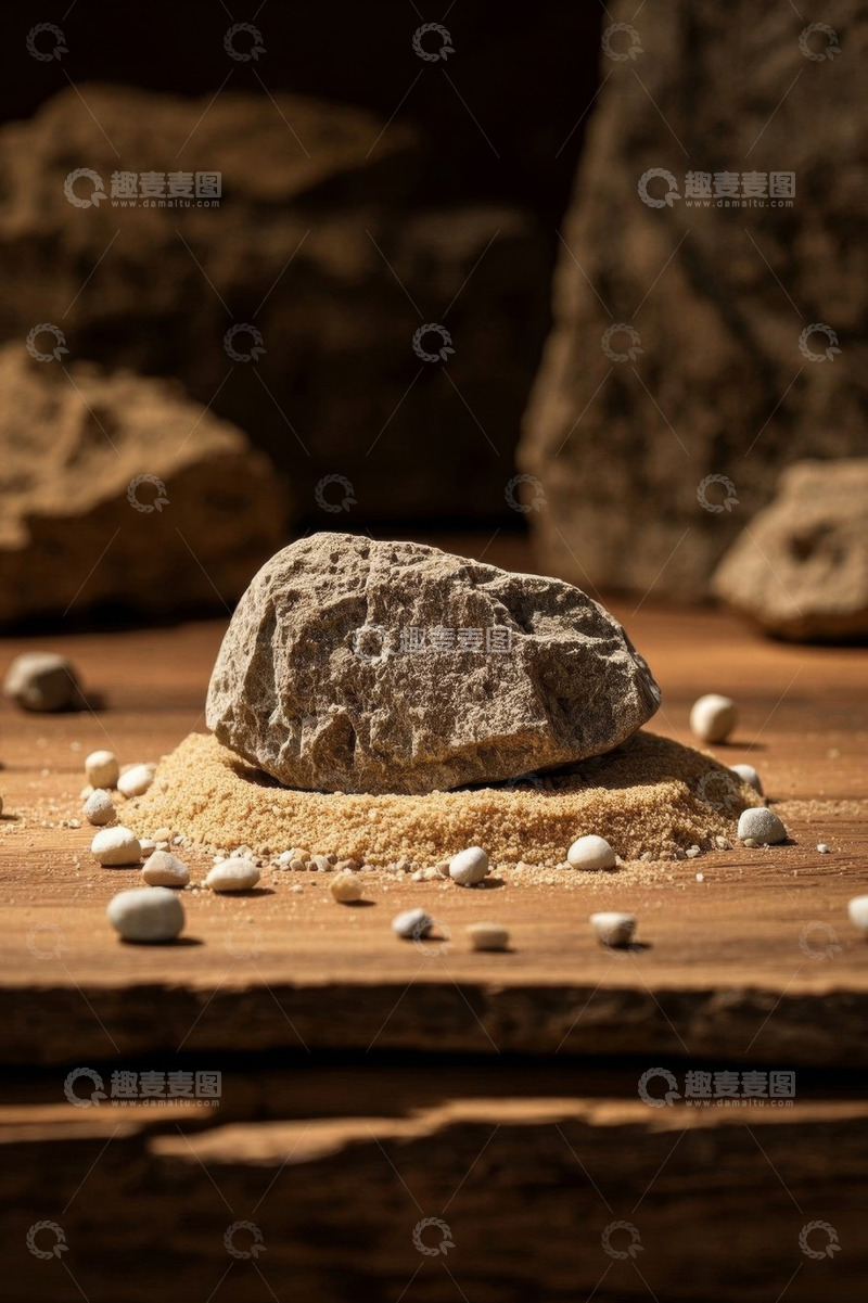 高清大图下载【趣麦麦图】木板上的岩石与沙石特写