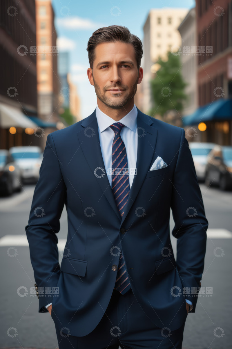 高清大图下载【趣麦麦图】街道边身着西装的商务男士