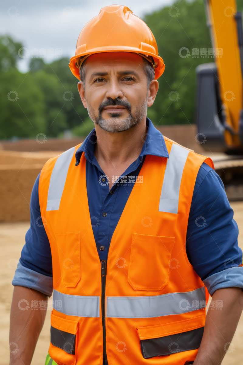 高清大图下载【趣麦麦图】建筑工地工人正面肖像